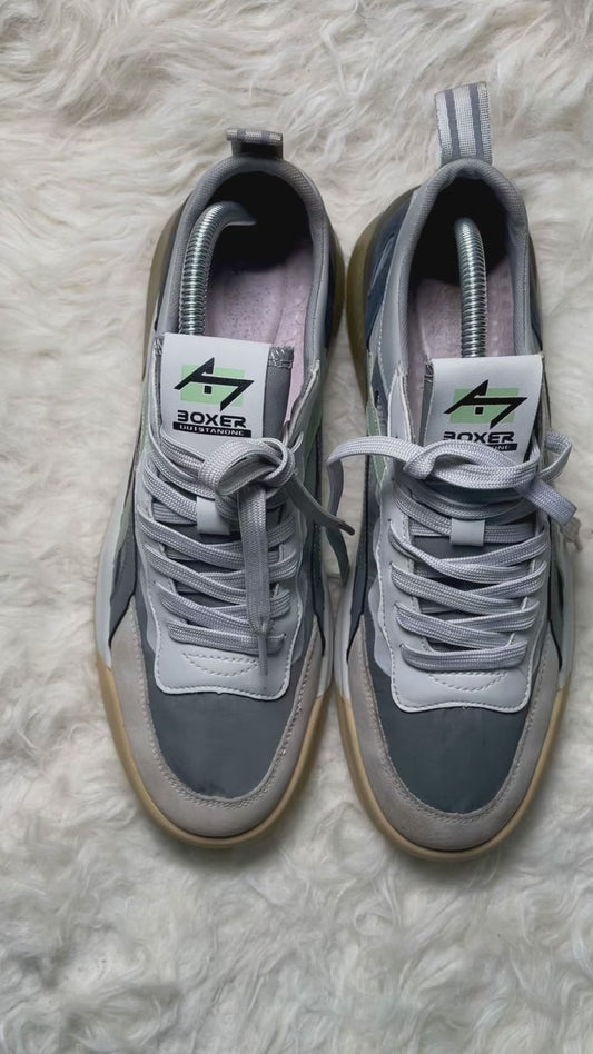 Boxer Withstanding Retro Street Sneakers - Grey/White